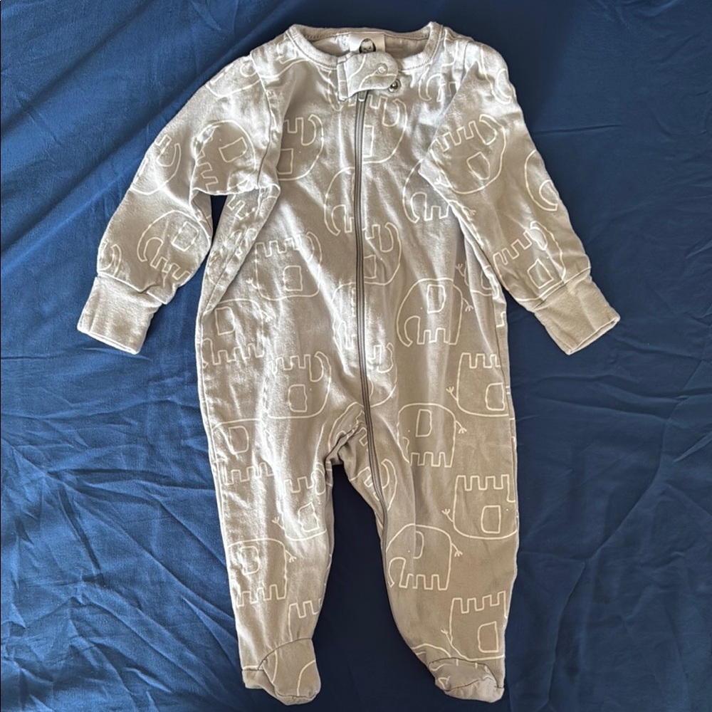 Gray Elephant Print Kids One Piece
